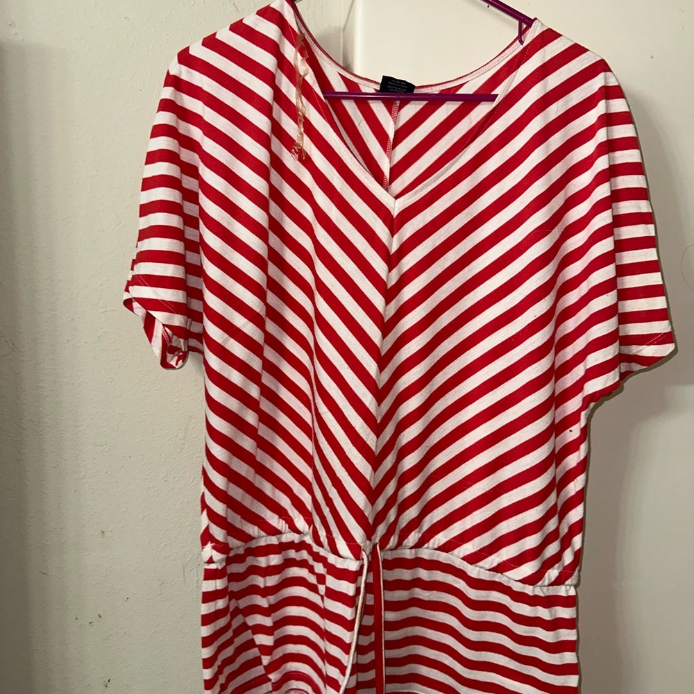 Red and White Striped Top